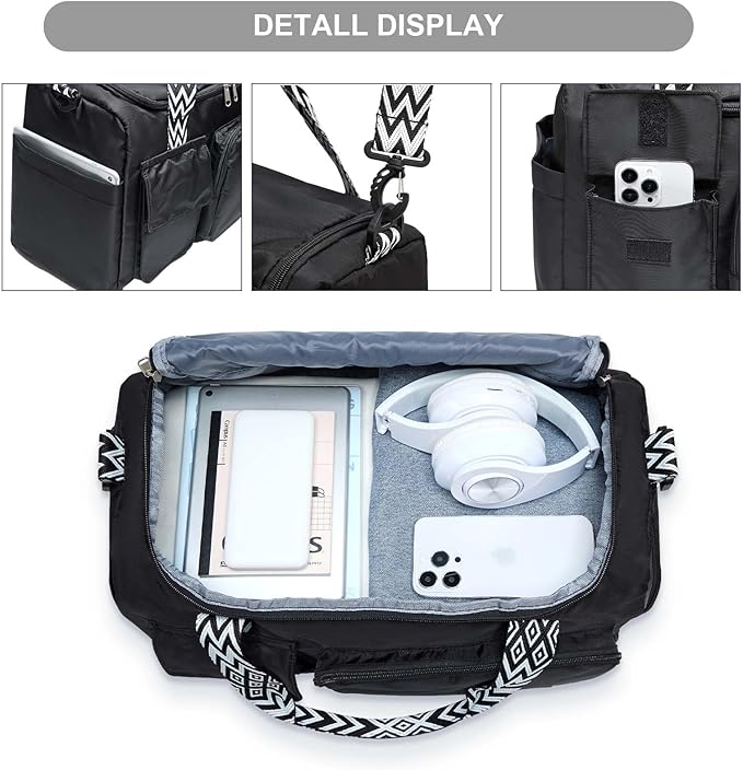 Small Gym Bag for Women, Travel Duffle Bag Carry On Weekender Bag with Shoe Compartment