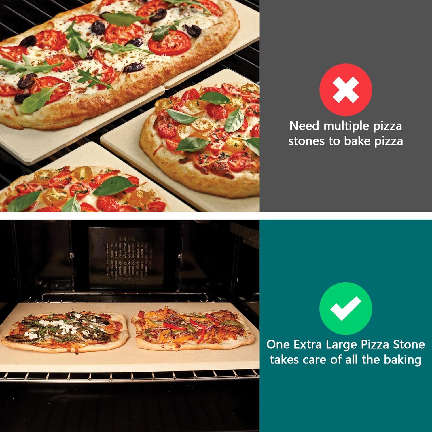 Extra Large Pizza Stone 22" x 14",Rectangular Pizza Grilling/Baking Stone 22 Inch,Industrial Commercial Home Oven Stone,Ideal for Grilling Baking Several Pizzas Bread