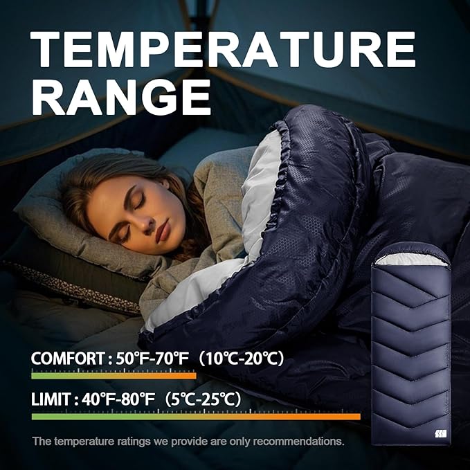 Sleeping Bags for Adults Cold Weather,Portable, Waterproof,Lightweight Sleeping Bag for Tall Girls Boys with Compression Sack for Warm Camping, Hiking, Outdoor & Indoor