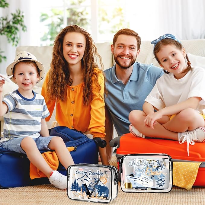 6 Pcs Clear Alaska Makeup Bags Gifts for Women, Beach Cruise Cosmetic Bag,Alaska Cruise Essentials, Travel PVC Waterproof Toiletry Bags for Girls Sister Daughter Nurse Teacher