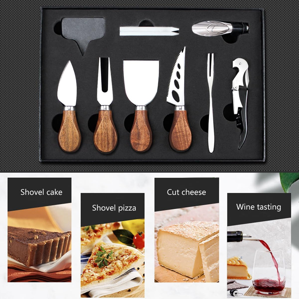 Cheese Knife Set 14 Piece, Stainless Steel Cheese Knives, Charcuterie Boards Accessories, Butter Spreader Knife, Charcuterie Utensils with Wine Accessories and Gift Box
