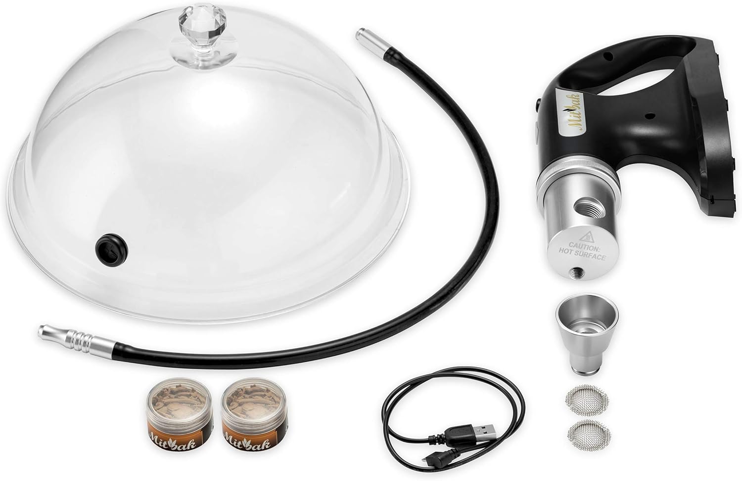 Mitbak Cocktail Smoker Kit With Dome Lid, Woodchips, and Portable Smoking Gun - Indoor-Outdoor Smoke Infuser for Whiskey and Bourbon - Excellent Gift for Men