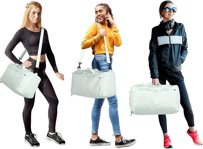 Sports Travel Gym Bag for Women, Workout Duffel Overnight Shoulder with Shoes Compartment and Wet Pocket Ladies Weekend Carry on Luggage Bags for Airplane Beach Mint Green