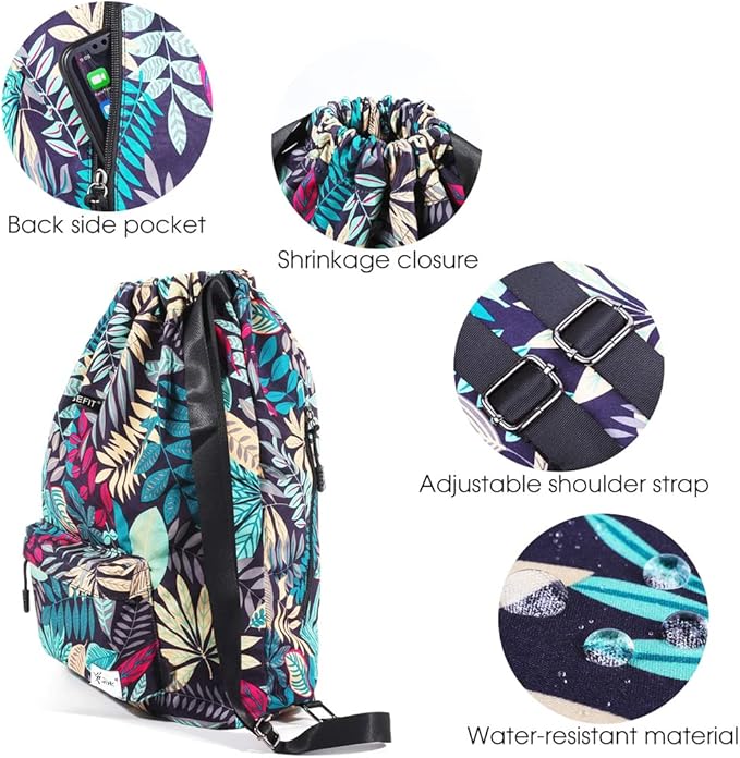 Waterproof Drawstring Bag, Gym Bag Sackpack Sports Beach Backpack for Men Women