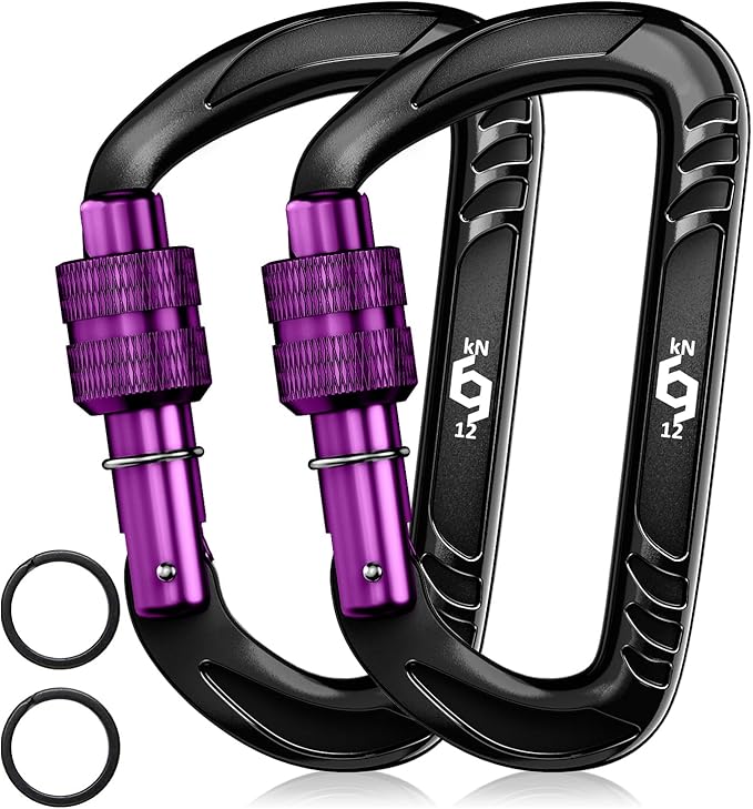 12kN (2697 lbs) Heavy Duty, Locking, Auto Locking, Wiregate Carabiner Clips, for Securing Pets, Outdoor, Camping, Hiking, Hammock, Dog Leash Harness, Keychains