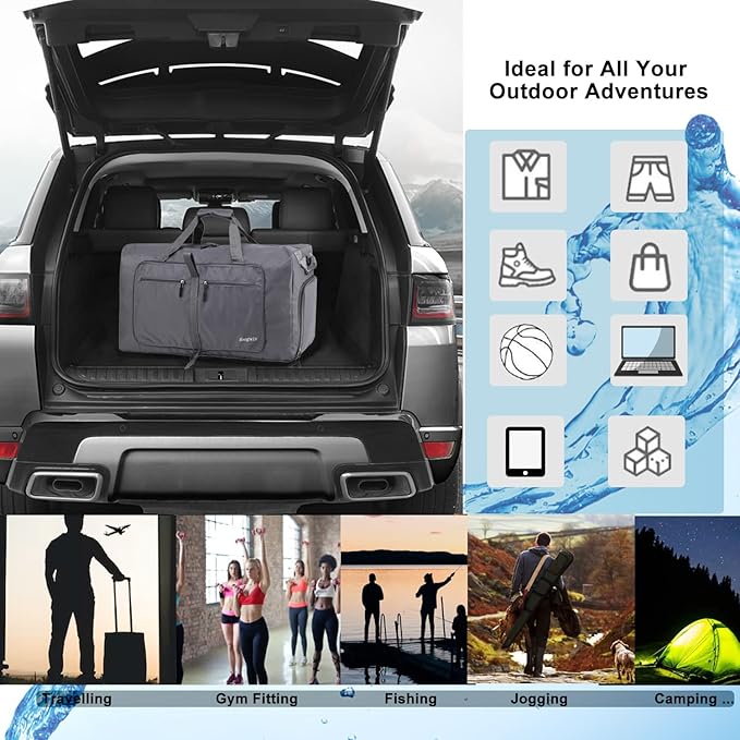 Woogwin Travel Duffel Bag Large Foldable Waterproof Overnight Bag for Beach Swim Bags Pool Sports Gym