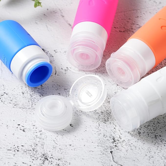 18 Pack travel Bottles for Toiletries, TSA Approved Silicone Travel Containers Leak Proof Refillable Travel Accessories for Shampoo Conditioner Lotion Body Wash(Multicolored D)