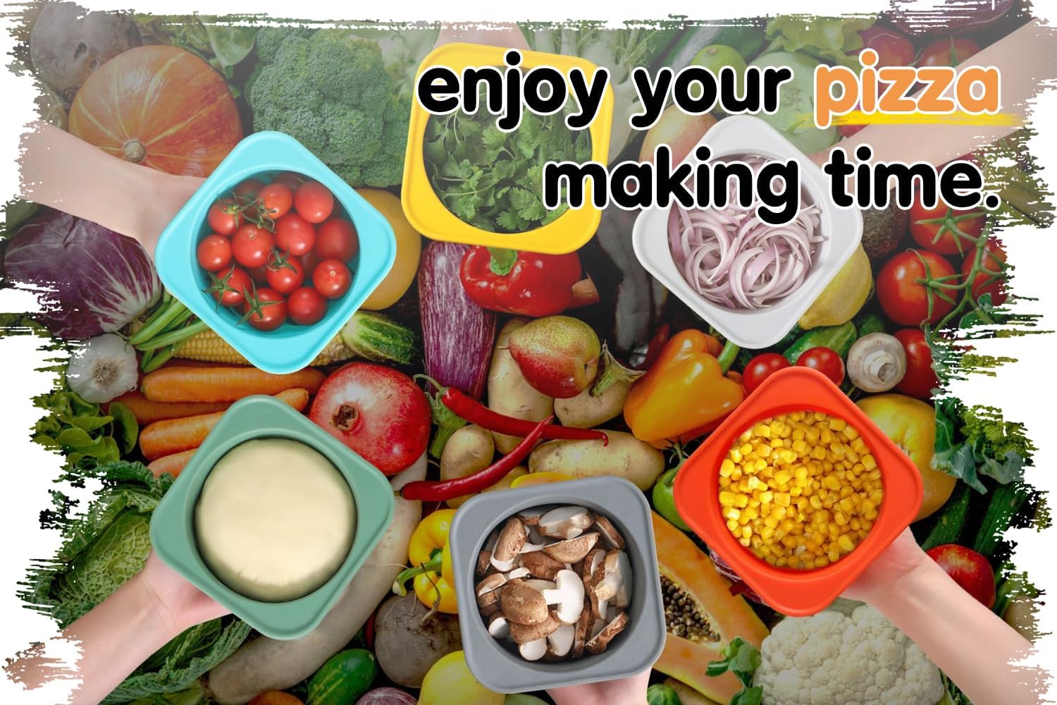 Stackable Silicone Artisan Pizza Dough Proofing Proving Containers with Lids-4 pack-500ml portion (Blue)