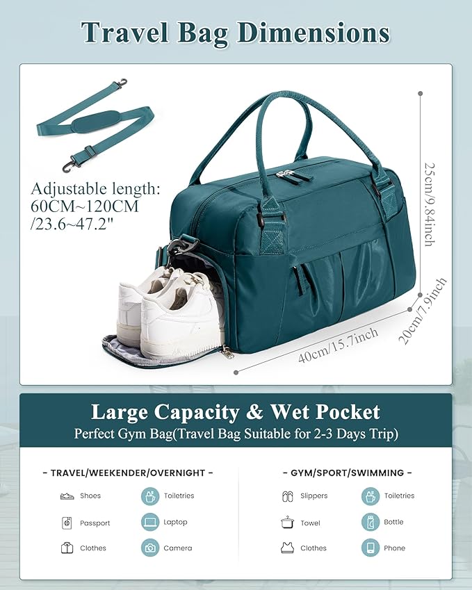 Gym Bag Womens,Travel Duffel Carry on Bag Sport Tote Bag Weekend Overnight Bag
