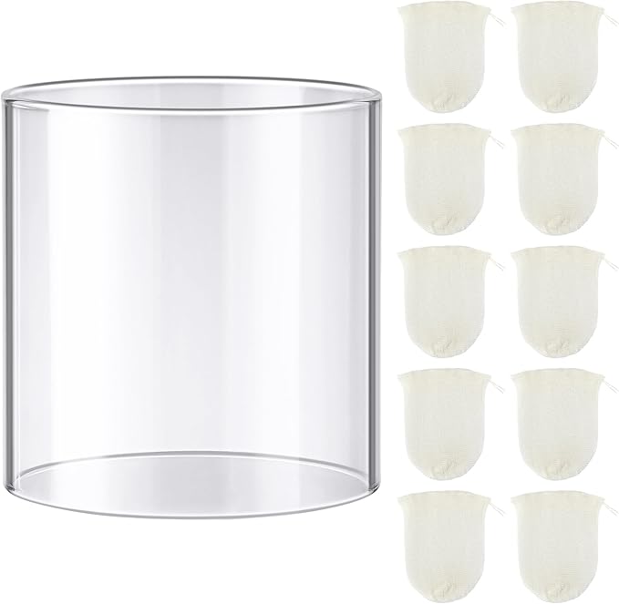 11 Pcs Propane Lantern Mantles with Glass Replacement Globe, Standard Lantern Replacement Parts U Shape & Mantles, Camp Lamp Mantle Compatible with Coleman Fuel Lamp for Outdoor Camping
