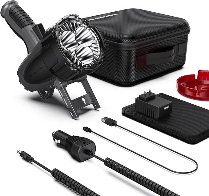 GOODSMANN 6000 Lumen Boat Spotlight - Waterproof Rechargeable LED Hunting Spotlight with Detachable Red Light Filter, EVA Carrying Case