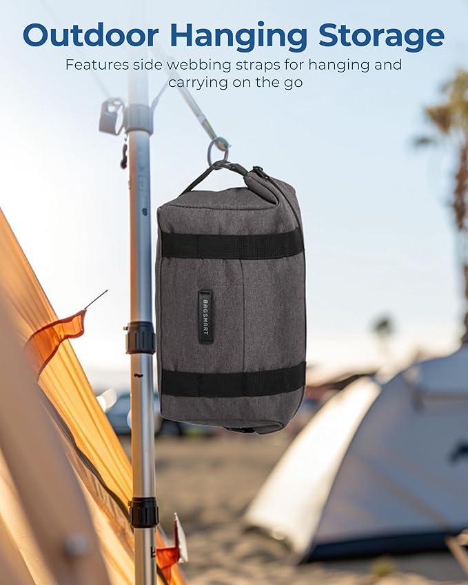 BAGSMART Travel Toiletry Bag for Men, Large Hanging Dopp Kit Water Resistant Shaving Bags Organizer Gifts for Mens Traveling, Hygiene, Bathroom Essentials, Toiletries Accessories, Khaki