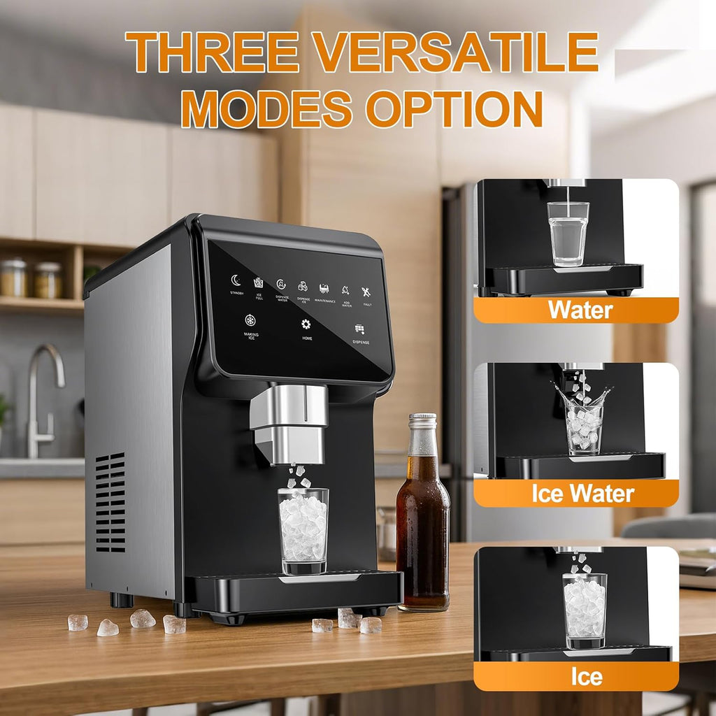 15" Wide Commercial Under Counter Ice Maker – 120 lbs/Day, 25 lb Storage Bin, Auto-Cleaning & 24H Timer, Gravity Drain, Built-in or Freestanding Stainless Steel Ice Machine for Home & Business