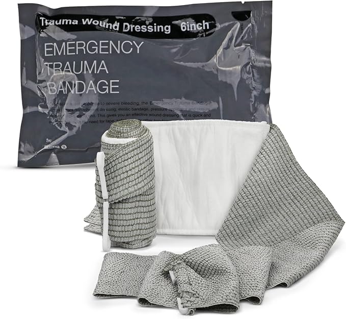 RISEN Israeli Bandage Vacuum Sterile Compression Bandages for First Aid Emergency Battle Wound Dressing Self-Rescue, 6 Inch, 1 Pack