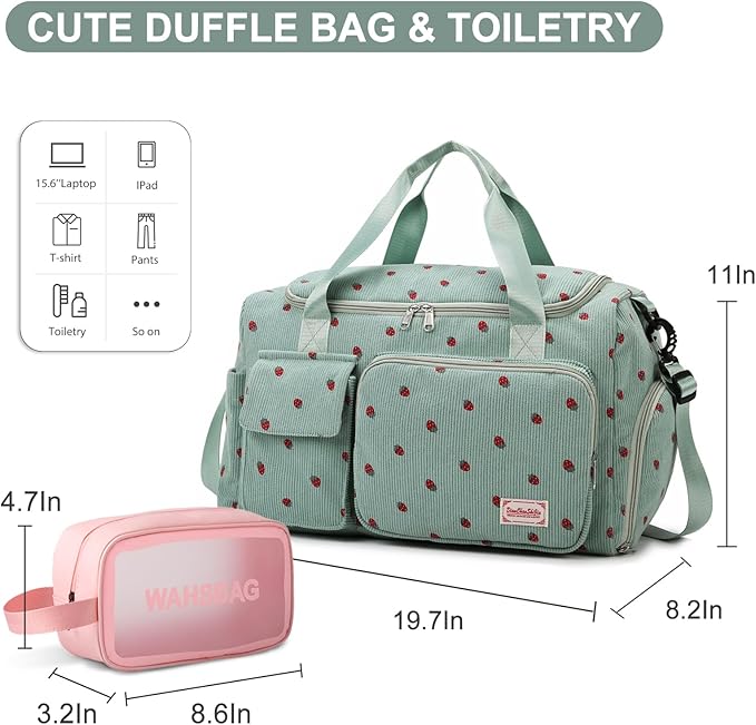 Small Gym Bag for Women, Travel Duffle Bag Carry On Weekender Bag with Shoe Compartment