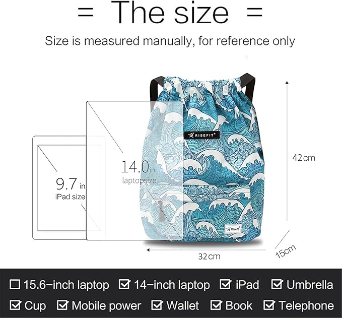 Waterproof Drawstring Bag, Gym Bag Sackpack Sports Beach Backpack for Men Women