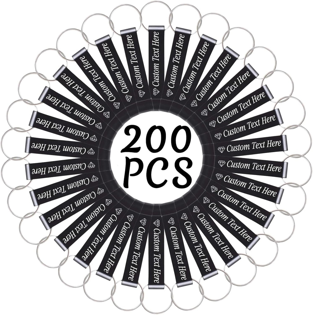 200PCS Personalized Bottle Opener Keychain Bulk Custom Beer Bottle Opener with Logo Text Engraved Wedding Bottle Opener Favors Customized Gifts for Guests Baby Shower Birthday Party-Black