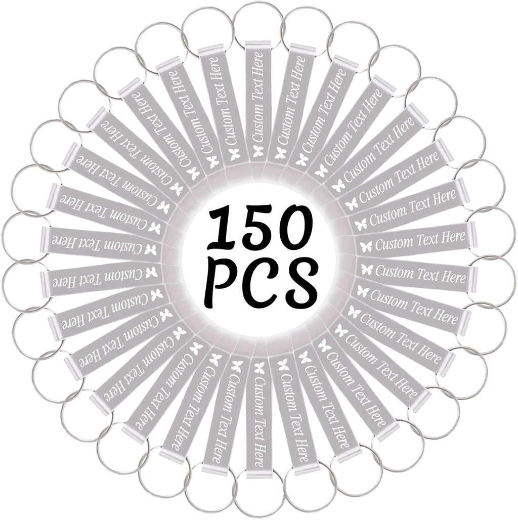 150PCS Personalized Bottle Opener Keychain Bulk Custom Beer Bottle Opener with Logo Text Engraved Wedding Bottle Opener Favors Customized Gifts for Guests Baby Shower Birthday Party-Silver