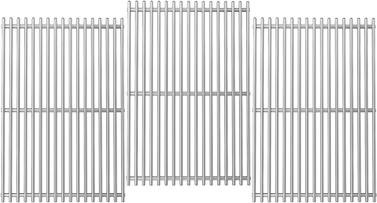 18.7" Cooking Grates for Weber Genesis GS4 Genesis II E-410, E-415, E-435, Genesis II LX E-440 Series Gas Grills, Heavy Duty Stainless Steel Grill Grates for Weber 66089 66097