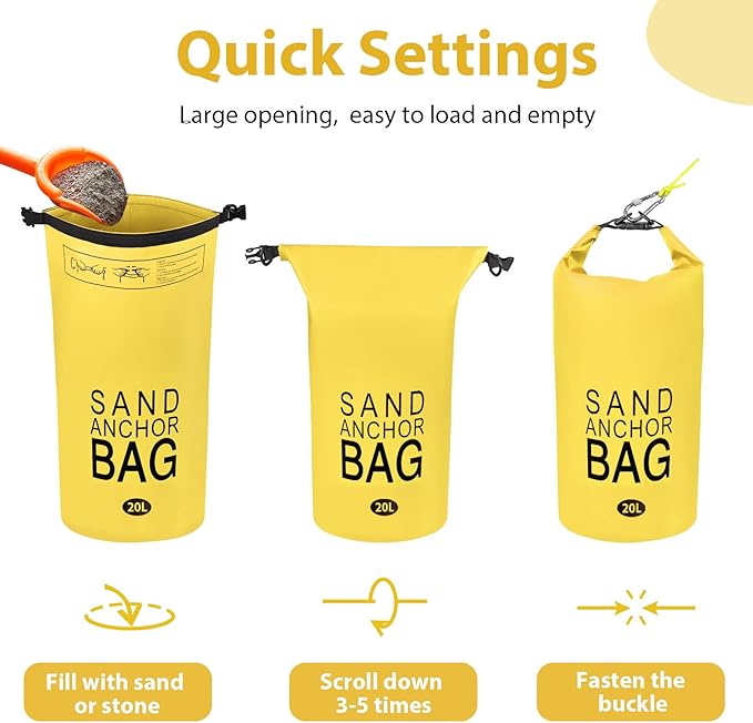 20L Sand Anchor Bag, 2 in 1 Jet Ski Anchor Kit for Float with Adjustable Buoy, Waterproof Dry Bag for Jetski, Kayak, Boat, Water Sports - Blue
