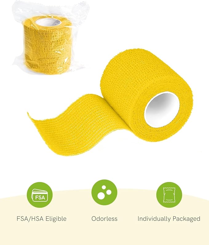 FriCARE Self Adhesive Bandage Wrap, Medical Tape in First Aid Kit, Cohesive Bandages for Wounds Sport Vet, FSA/HSA Eligible, 2 Inches X 5 Yards 6 Rolls, Fresh
