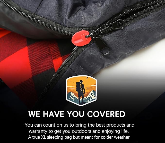 0 Degree Sleeping Bag Cotton Flannel Sleeping Bags for Adults Cold Weather Camping Winter Zero Degree Warm Weather Big and Tall