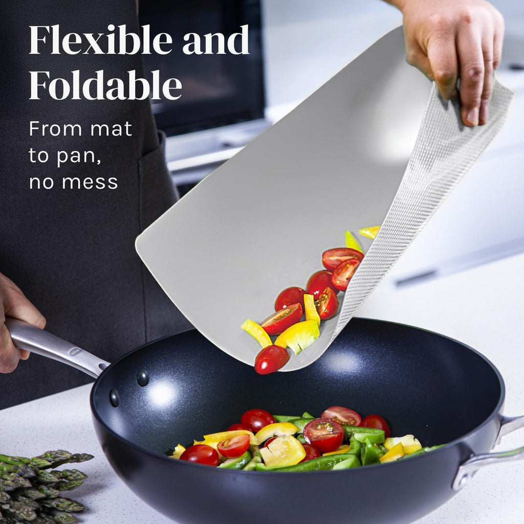 Extra Thick Flexible Plastic Cutting Board Mats with Food Icons & EZ-Grip Waffle Back, (Set of 6) Dishwasher Safe