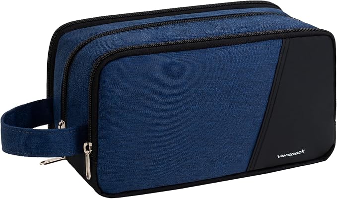 Vorspack Travel Toiletry Bag - Toiletry Bag for Men Water Resistant Skincare Bag Dopp Kit for Bathroom Toiletries Accessories Gifts - Navy Blue