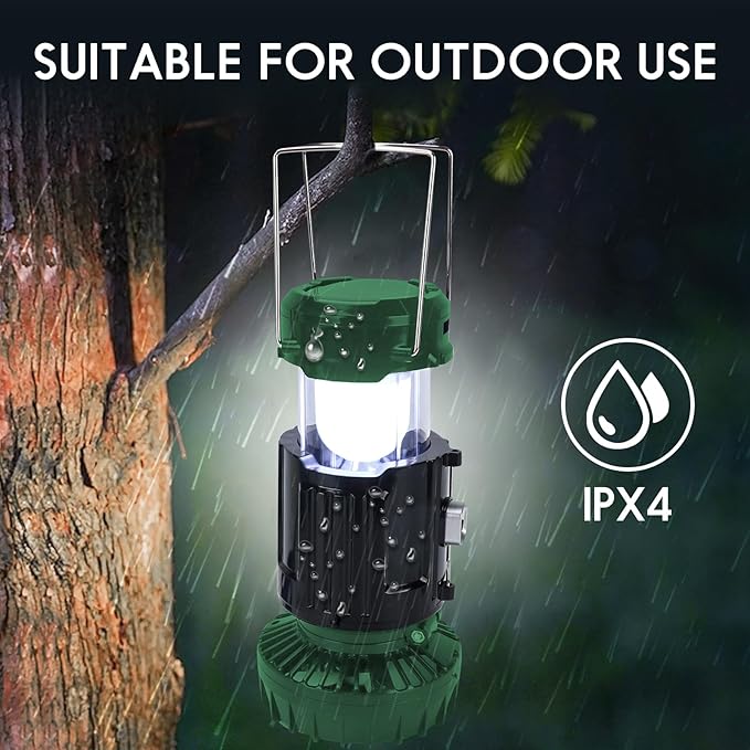 3 in 1 Portable Lantern - Collapsible Lightweight Camping Lantern for Power Outages Solar Flashlight Survival Kits for Indoor Outdoor Tent Home Emergency Essentials Hiking