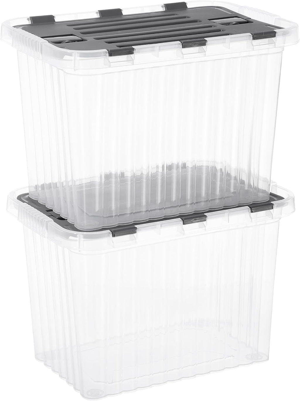Superio Storage Bins with Lids, Clear Plastic Containers for Organizing, Stackable Totes, BPA Free, Odor Free, Organizer Boxes for Home, and Dorm (2 Pack, 15"x10"x10.25")