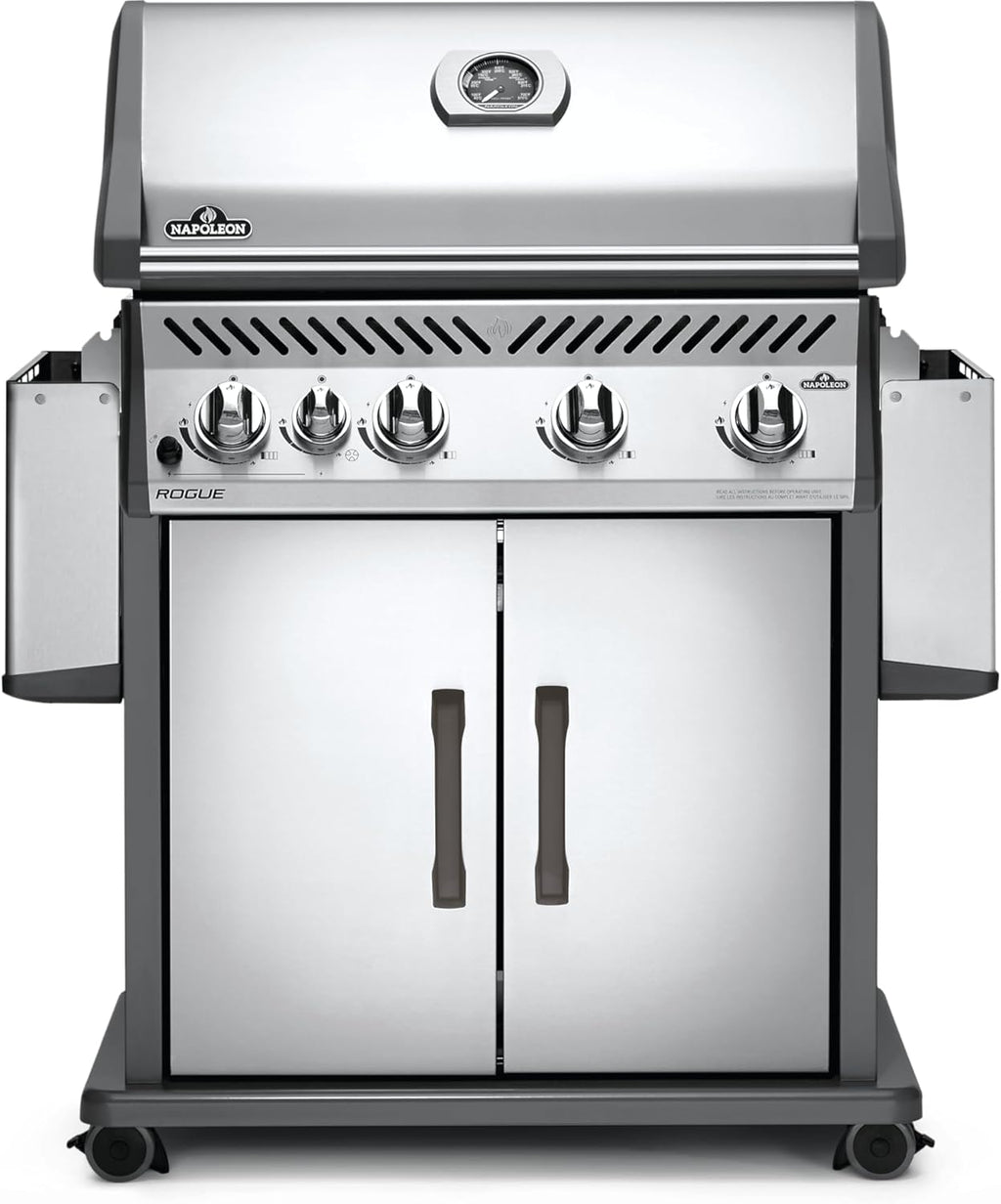 Napoleon Rogue 525 Natural Gas Grill with Range Side Burner, Stainless Steel, Durable 4-Burner Cooking