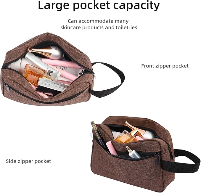 Travel Toiletry bag Toiletry bag for women men Hanging toiletry bag Cosmetic bag Travel accessories for Women Men (Brown)
