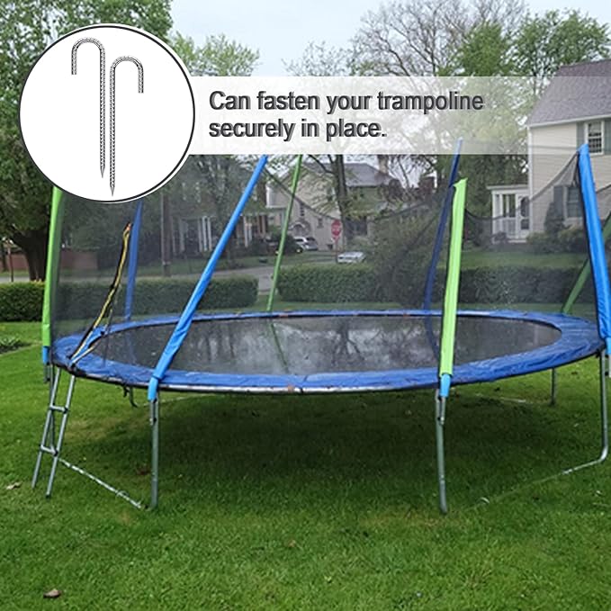 Rebar Stakes 12 Inch 10 Pack Tent Stakes Heavy Duty Metal J Hook, Fence Stakes for Trampoline, Fence, Camping Tent (9, J-16 x2/5")