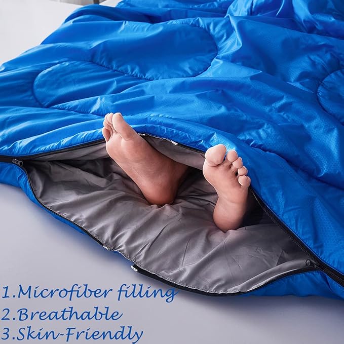 Tuphen Double Sleeping Bag, Sleeping Bag with 2 Pillows, Queen Size XL Bag for 2 People, Cold Warm Weather- 3 Seasons, Waterproof Adults for Camping, Backpacking or Hiking