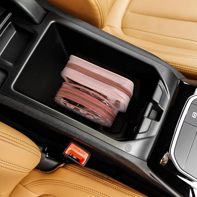 PACKISM TSA Approved Toiletry Bag - Rose Pink Flower Print Clear Shell Bag and Upgrade Color-Edged Quart Size Bag, Perfect for On the Go or Travel, Lightweight and Robust, 2 Pack