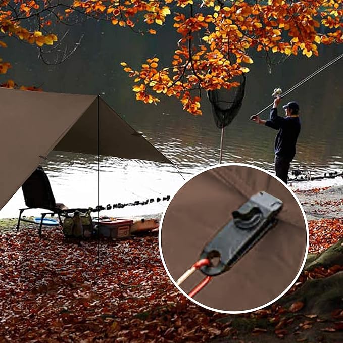 KALINCO Camping Tarp Waterproof, 10X12FT Hammock Rain Fly Tarp Tent, Multifunctional Tent Footprint, Lightweight and Compact for Backpacking, Hiking (Coffee-10X12FT)