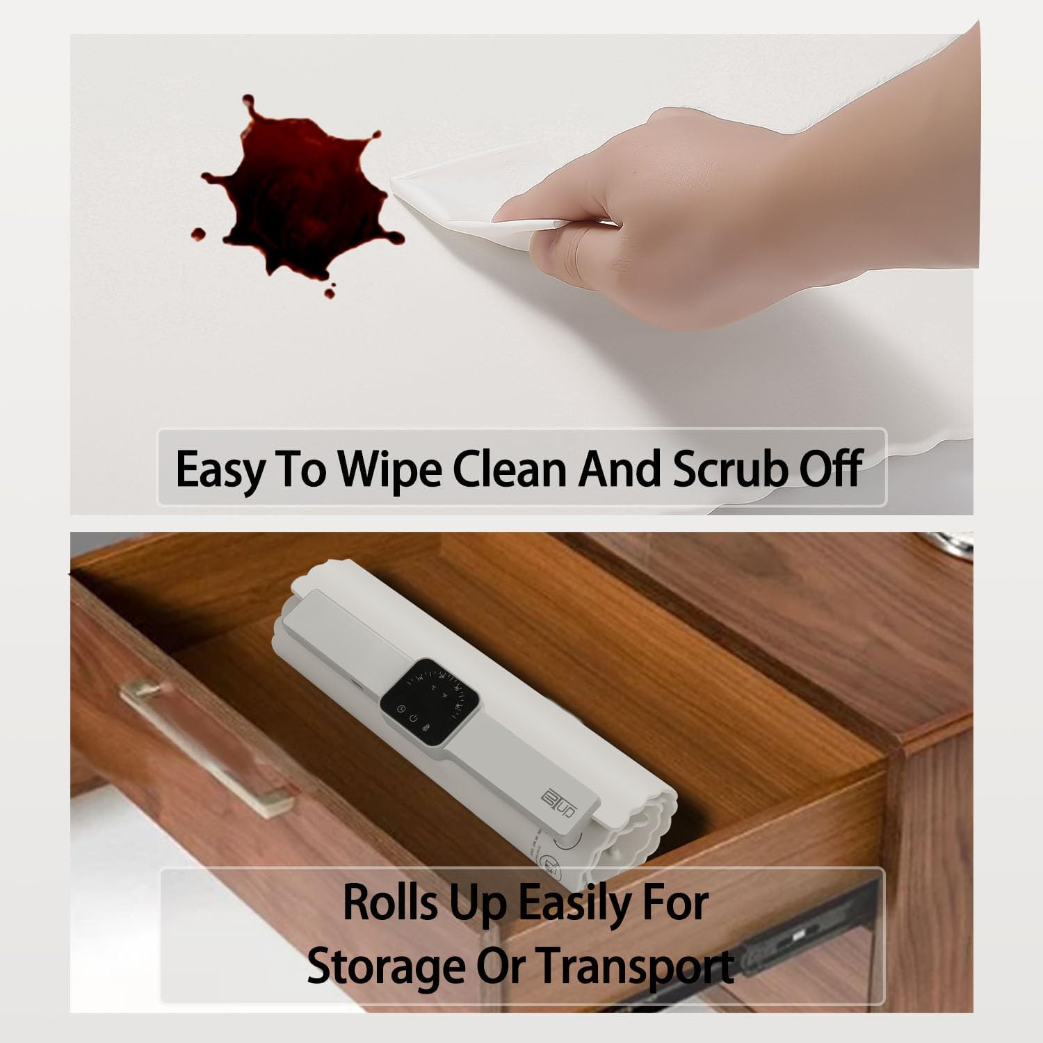 Electric Warming Tray,Food Warming Mat with 5 Temperature Settings,Rollable & Portable Silicone Fast Heating Tray Food Warmer For Parties,Restaurants,Buffet,Sabbat,Home Everyday Use(Cream)