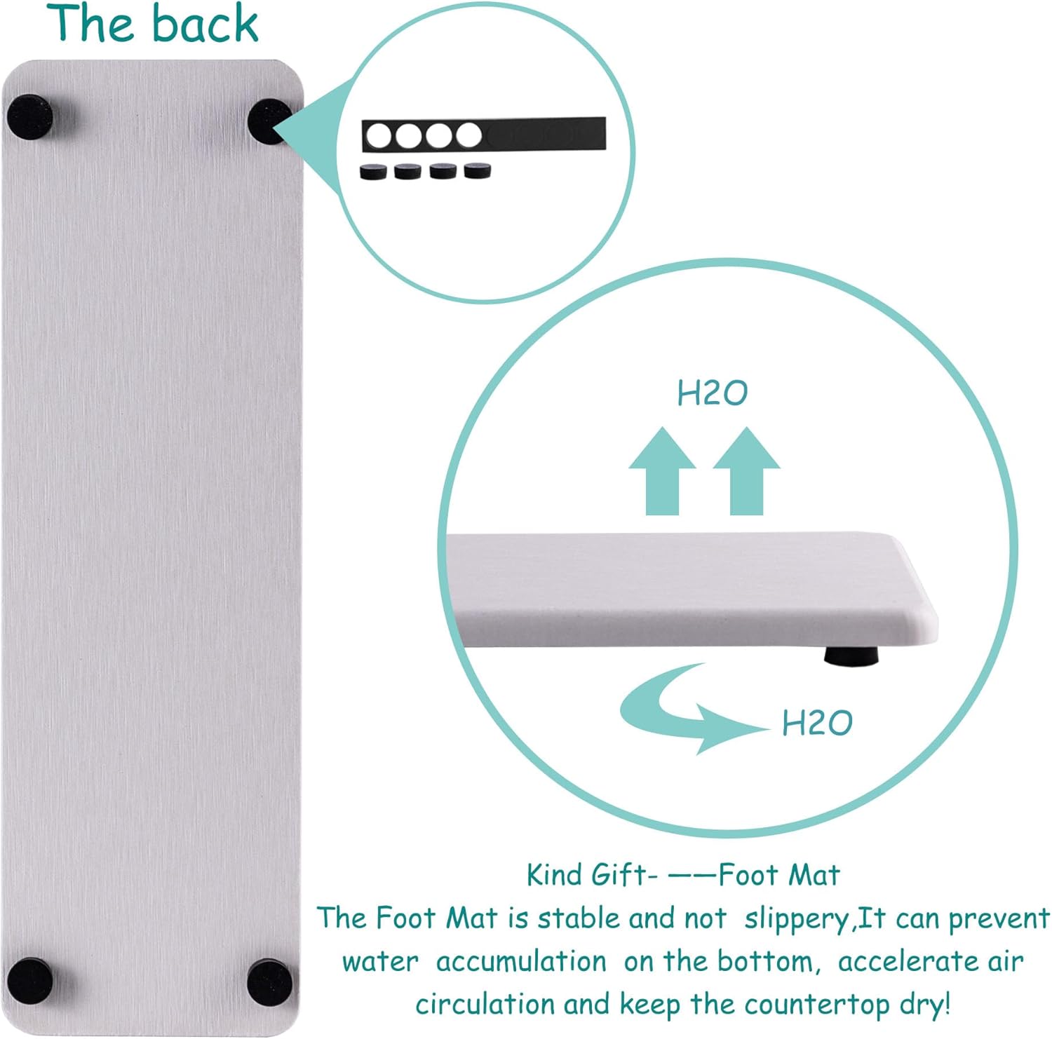 2 Pcs Water Absorbing Stone Trays, Kitchen/Bathroom Sink Soap Dish, Diatomite Tray Used for Hand Soap & Cosmetic Bottles in The Modern Home, 3.2" W x 10.2" L, White