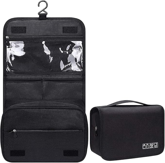 Toiletry Bag Travel Bag with Hanging Hook for Women and Men, Travel Toiletry Organizer Dopp Kit Water-resistant Makeup Cosmetic Bag Shaving Bag for Accessories, Shampoo,Full Sized Container,Toiletries