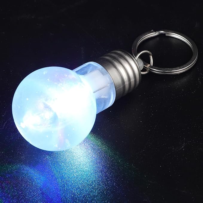 VANZACK ED Light Bulb Keychain, Mini Keychain Flashlight - Colorful Bulbs Light Up Glow in The Dark for Outdoor Camping Hiking Backpacks
