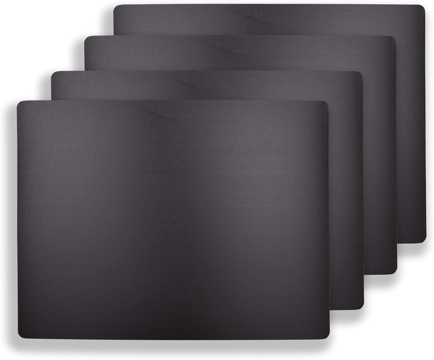 Commercial Grade Cutting Board Mats 15 x 12 Inch - 4 Pack Set, Flexible 1/16" Inch Thick Black Plastic, Made from HDPE and NSF Approved for Food Service