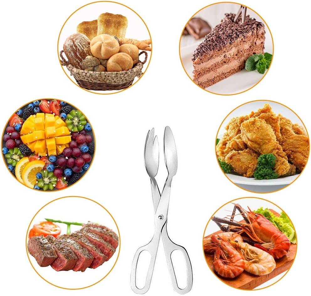 2 PACK Buffet Tongs,Stainless Steel Salad Tongs,Serving Tongs for Home Kitchen,Cake,Bread,Catering,Party,Barbecue,Seafood,Frying(10Inch and 8Inch)