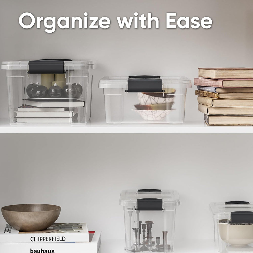 Superio Storage Bins with Lids, Clear Plastic Containers for Organizing, Stackable Totes, BPA Free, Odor Free, Organizer Boxes for Home, and Dorm (2 Pack, 13.7 Qt)