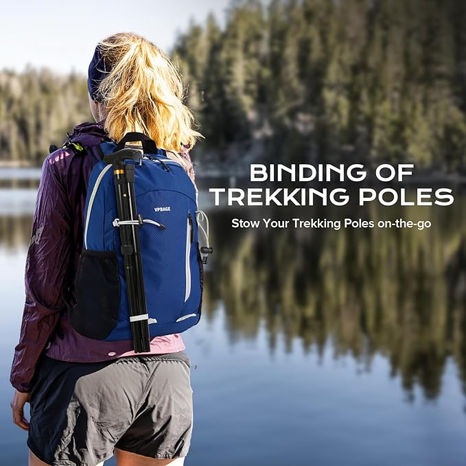 15L Water-resistant Hiking Daypack, Small Backpack Travel Outdoor, Lightweight Day Pack with Tool Loops