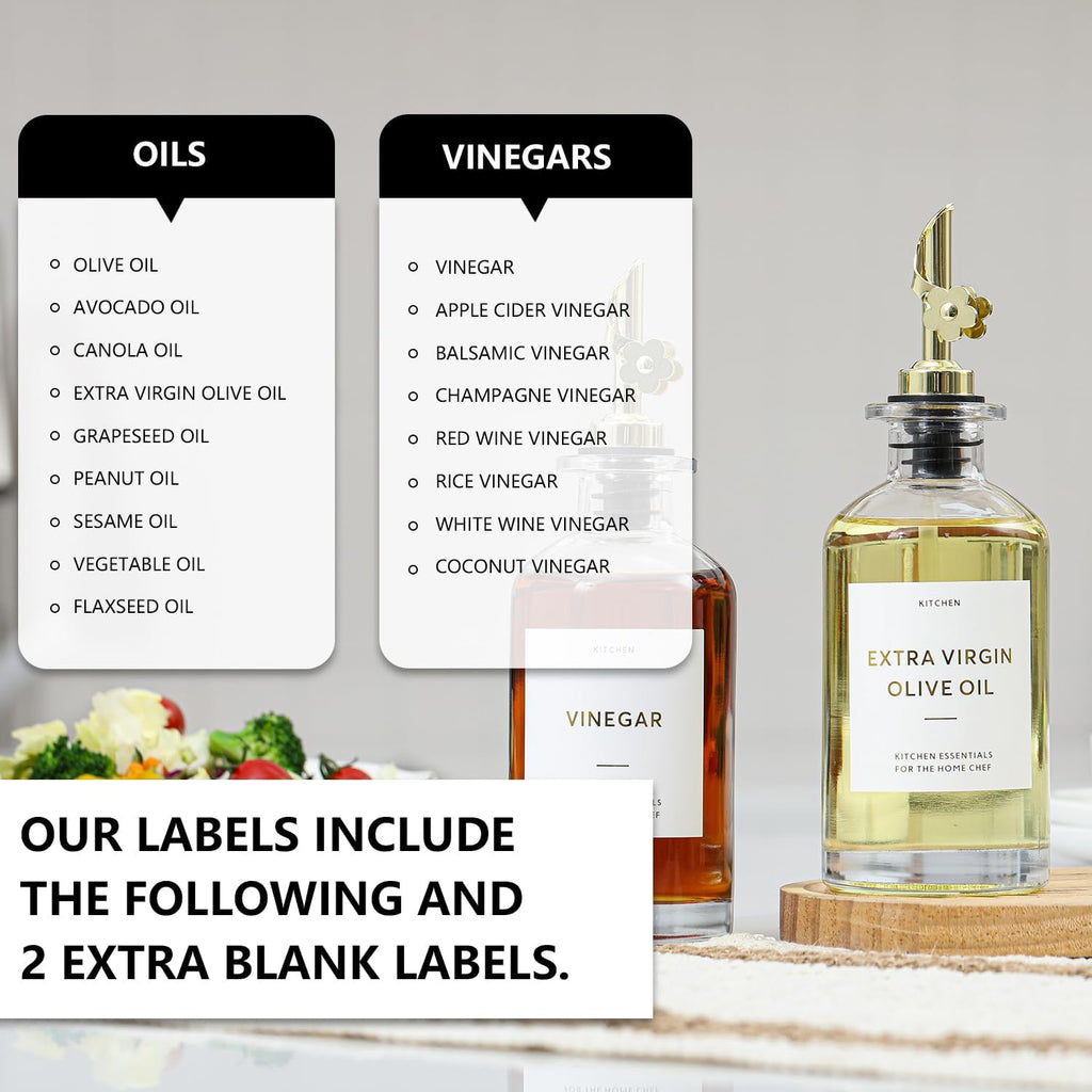 HOMCDALY Olive Oil Dispenser for Kitchen, 11.8oz Glass Dispenser Bottles with Pourer for Kitchen, Oil and Vinegar Dispensers Set, Leakproof Oil Bottle for Cooking| Set of 2 (11.8oz)