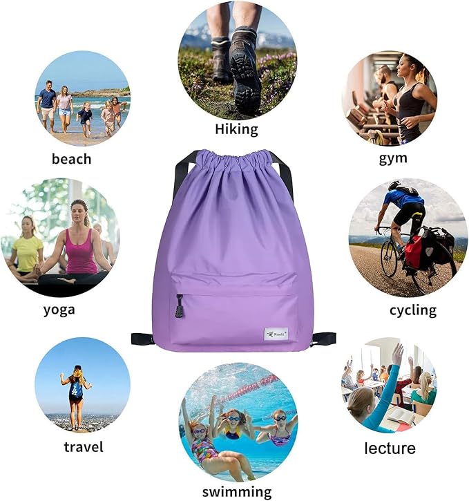 Waterproof Drawstring Bag, Gym Bag Sackpack Sports Beach Backpack for Men Women