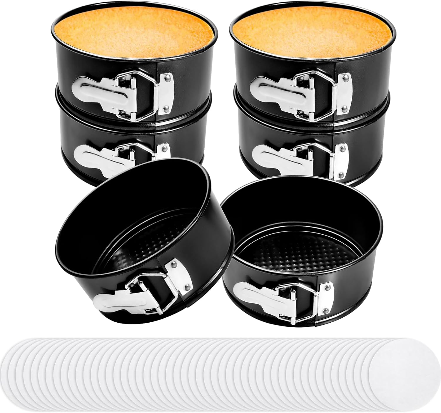 6 Inch Non Stick Spring form Pan with Stainless Steel Spring Buckles,Round Carbon Steel Cake Mold with Removable Bottom for Baking Kitchens and Restaurants (6)