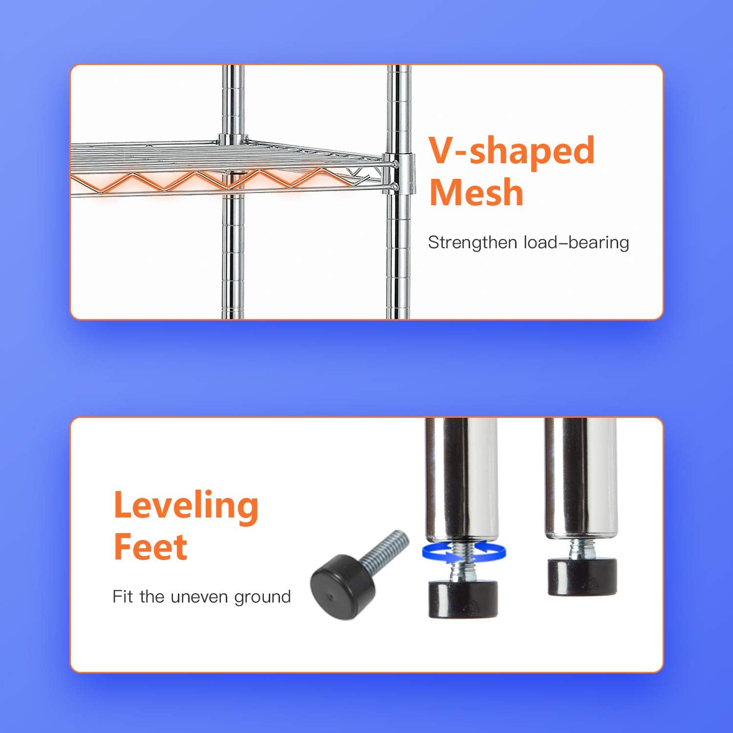 14" D×36" W×54" H Commercial Wire Shelving Unit Metal Shelf with 4 Tier Adjustable Layer Rack Strong Steel for Restaurant Garage Pantry Kitchen Garage，Chrome