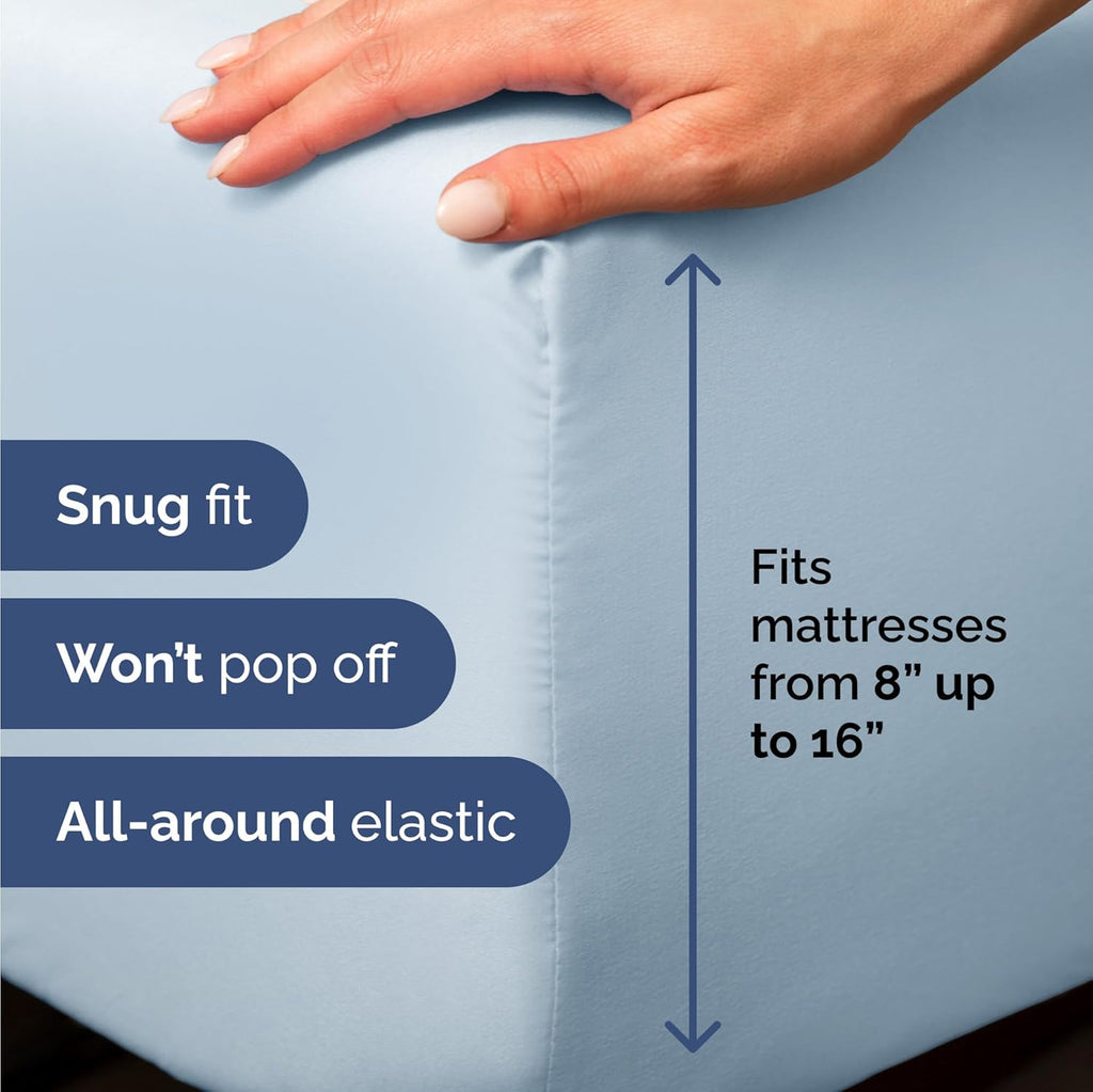 Twin Size 3 Piece Sheet Set - Comfy Breathable & Cooling Bed Sheets Set - Hotel Luxury Bedding for Women, Men, Kids, Teens, Boys & Girls - Deep Pockets, Ultra-Soft, Wrinkle Free - Oeko-Tex - Sky Blue