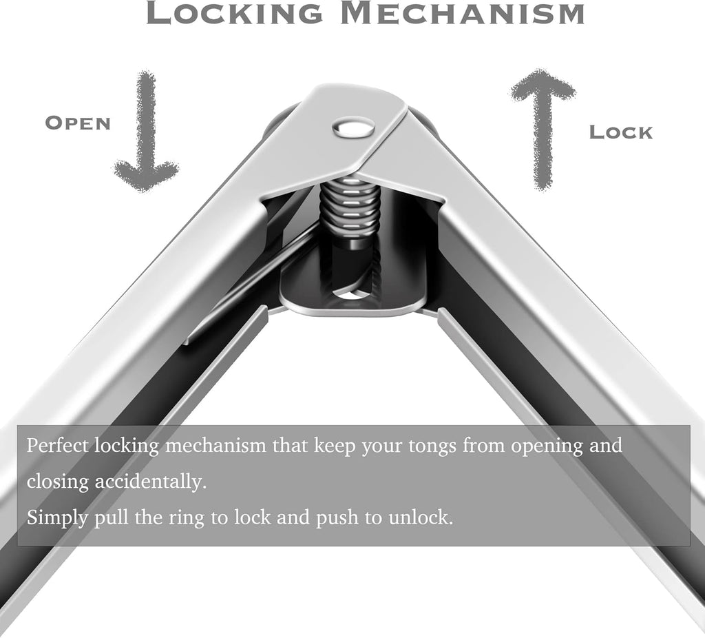 2 Pack Black Kitchen Tongs, Premium Silicone BPA Free Non-Stick Stainless Steel BBQ Cooking Grilling Locking Food Tongs, 9-Inch & 12-Inch